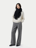 Wide Fringe Scarf Black - Gobi Cashmere