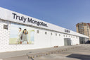 The GOBI factory building in Ulaanbaatar with a 'Truly Mongolian' billboard on its facade