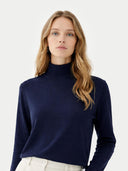 Essential Cashmere Mock Neck Jumper Navy - Gobi Cashmere