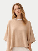 Organic Colour Timeless Knitted Poncho Beige - Gobi Cashmere