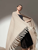 Unisex Cashmere Super Soft Throw Taupe - Gobi Cashmere #color_off-white
