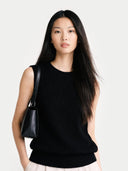 Timeless Cashmere Crewneck Vest Black - Gobi Cashmere