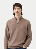 Organic Colour Essential Half-Zip Cashmere Jumper Taupe - Gobi Cashmere #color_taupe