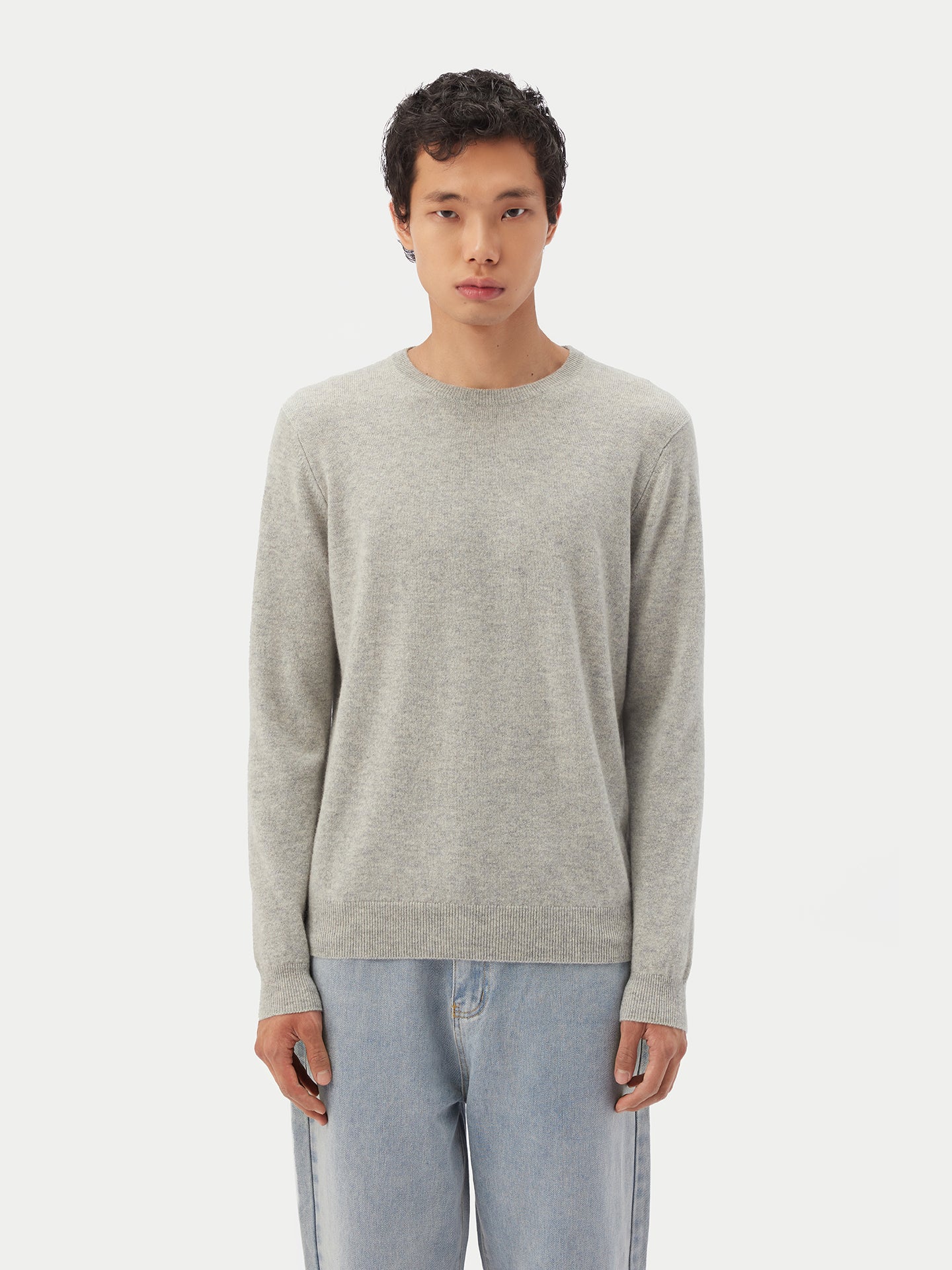 Men's Cashmere Crew Neck Sweater Dawn Blue - Gobi Cashmere