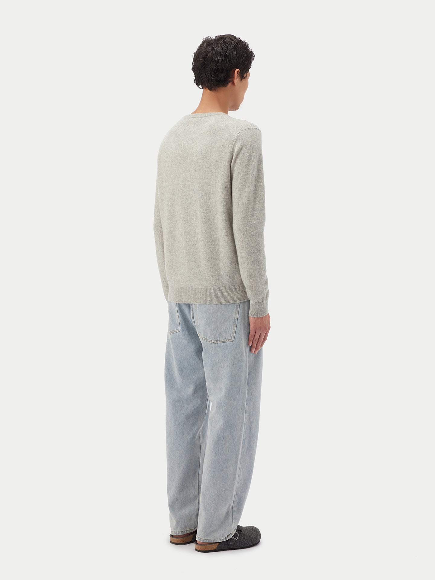 Men's Cashmere Crew Neck Sweater Dawn Blue - Gobi Cashmere