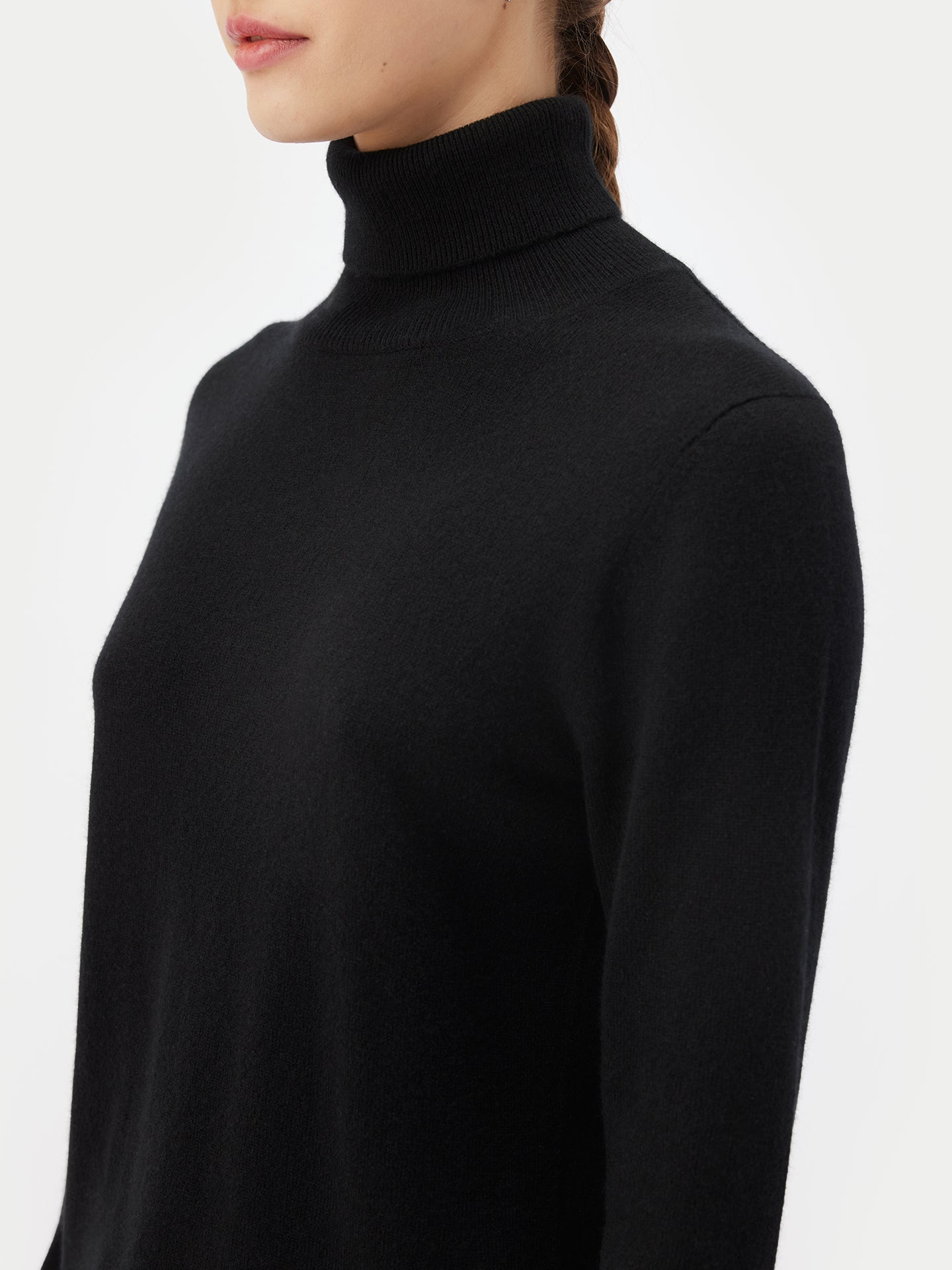 Women's Cashmere Turtle Neck Sweater Black - Gobi Cashmere