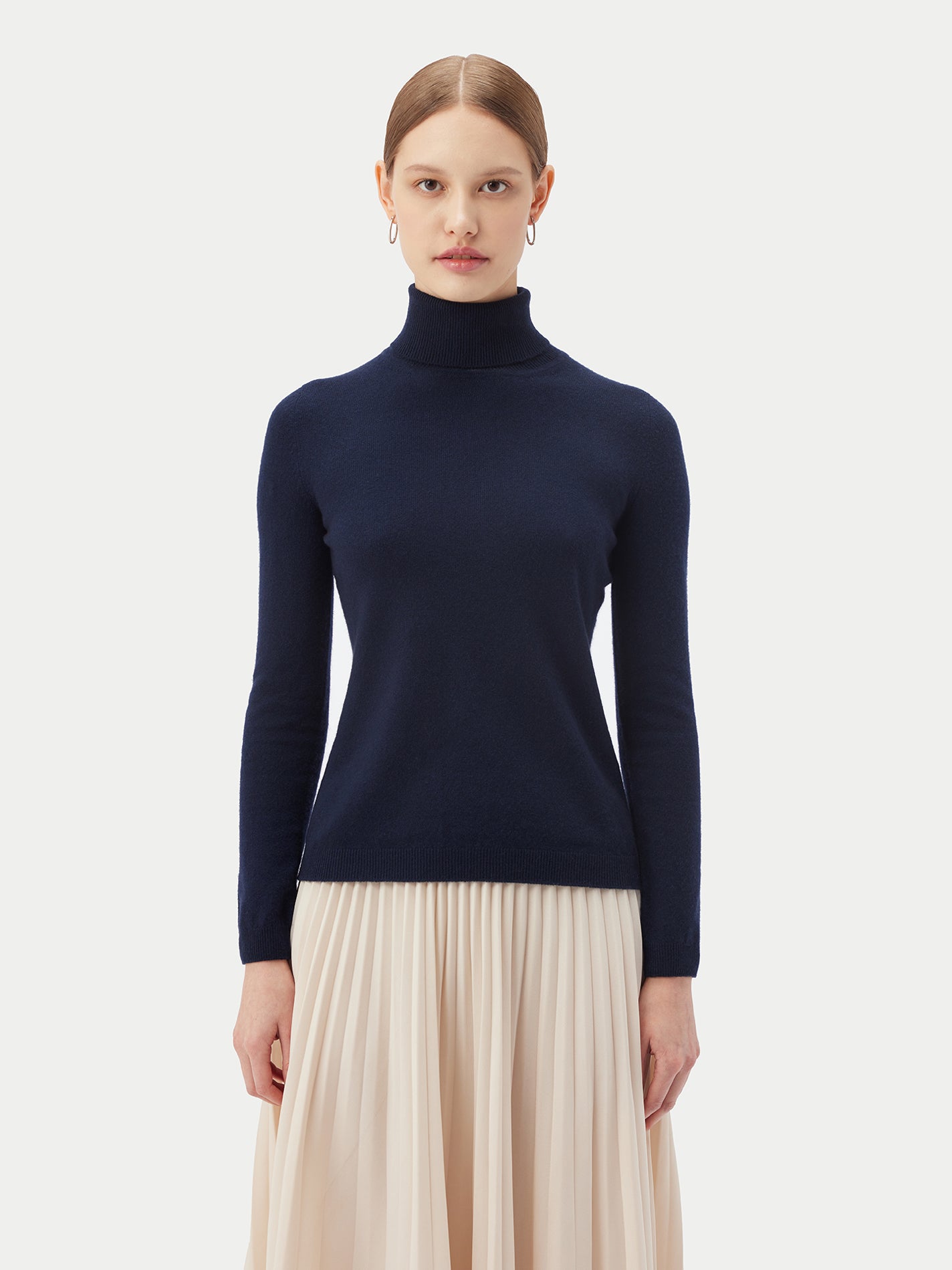 Women's Cashmere Turtle Neck Sweater Navy - Gobi Cashmere