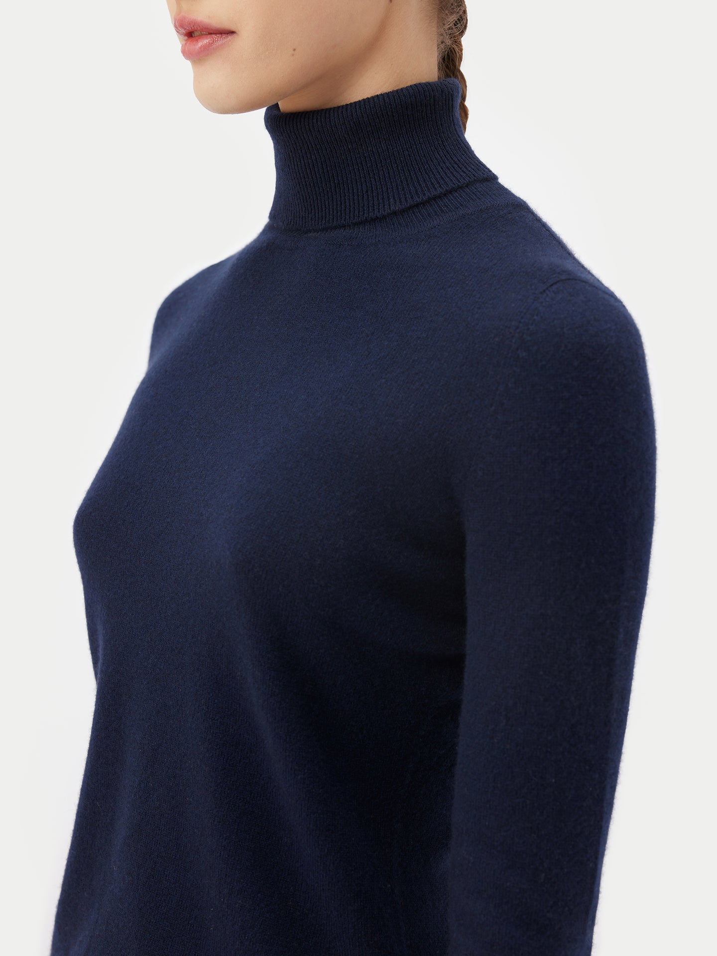 Women's Cashmere Turtle Neck Sweater Navy - Gobi Cashmere