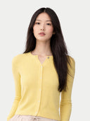 Hidden Button-Front Cashmere Silk Cardigan Blazzing Yellow - Gobi Cashmere #color_blazzing-yellow