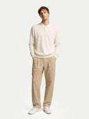 Men's Cashmere Silk Polo Marshmallow - Gobi Cashmere