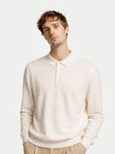Men's Cashmere Silk Polo Marshmallow - Gobi Cashmere