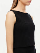 Women's Cashmere Crop Top Black - Gobi Cashmere #color_black