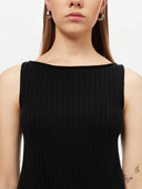 Women's Cashmere Crop Top Black - Gobi Cashmere #color_black