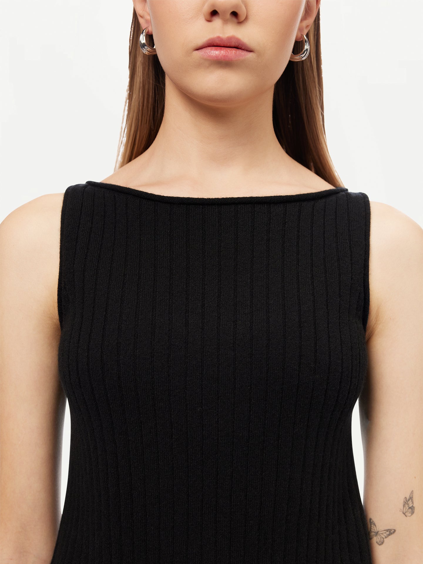 Women's Cashmere Crop Top Black - Gobi Cashmere