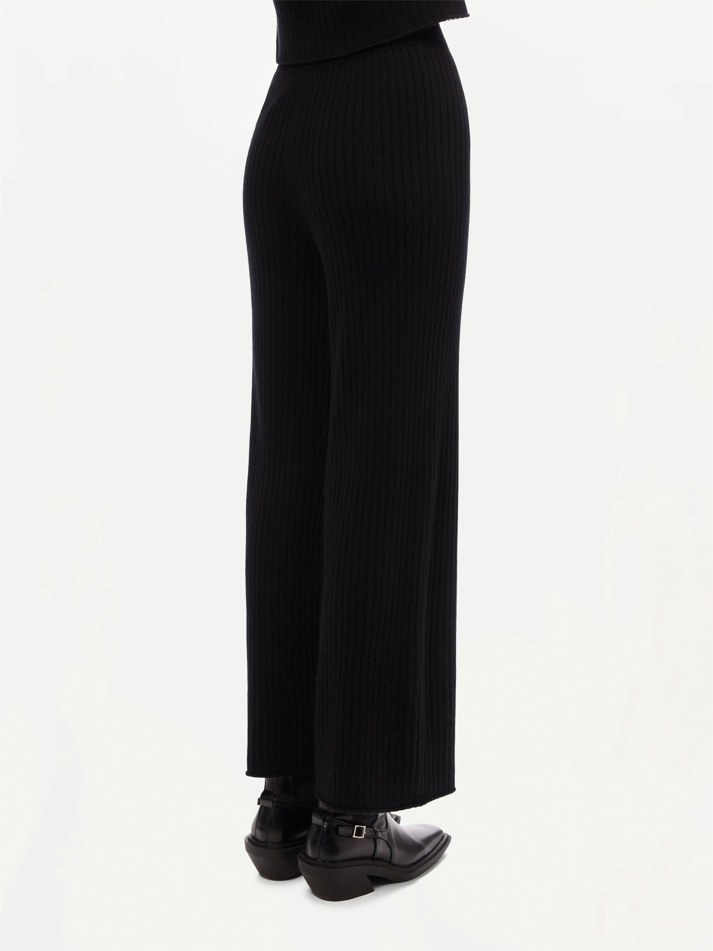 GOBI Cashmere - Wide-Leg Cashmere Pants Black - 3D-Knit Collection