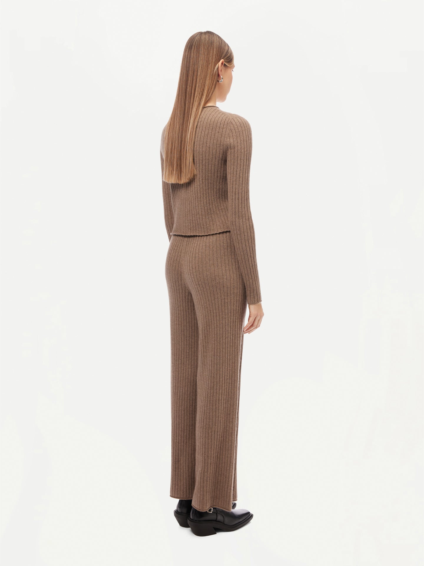 GOBI Cashmere - Wide-Leg Cashmere Pants Taupe - 3D-Knit Collection