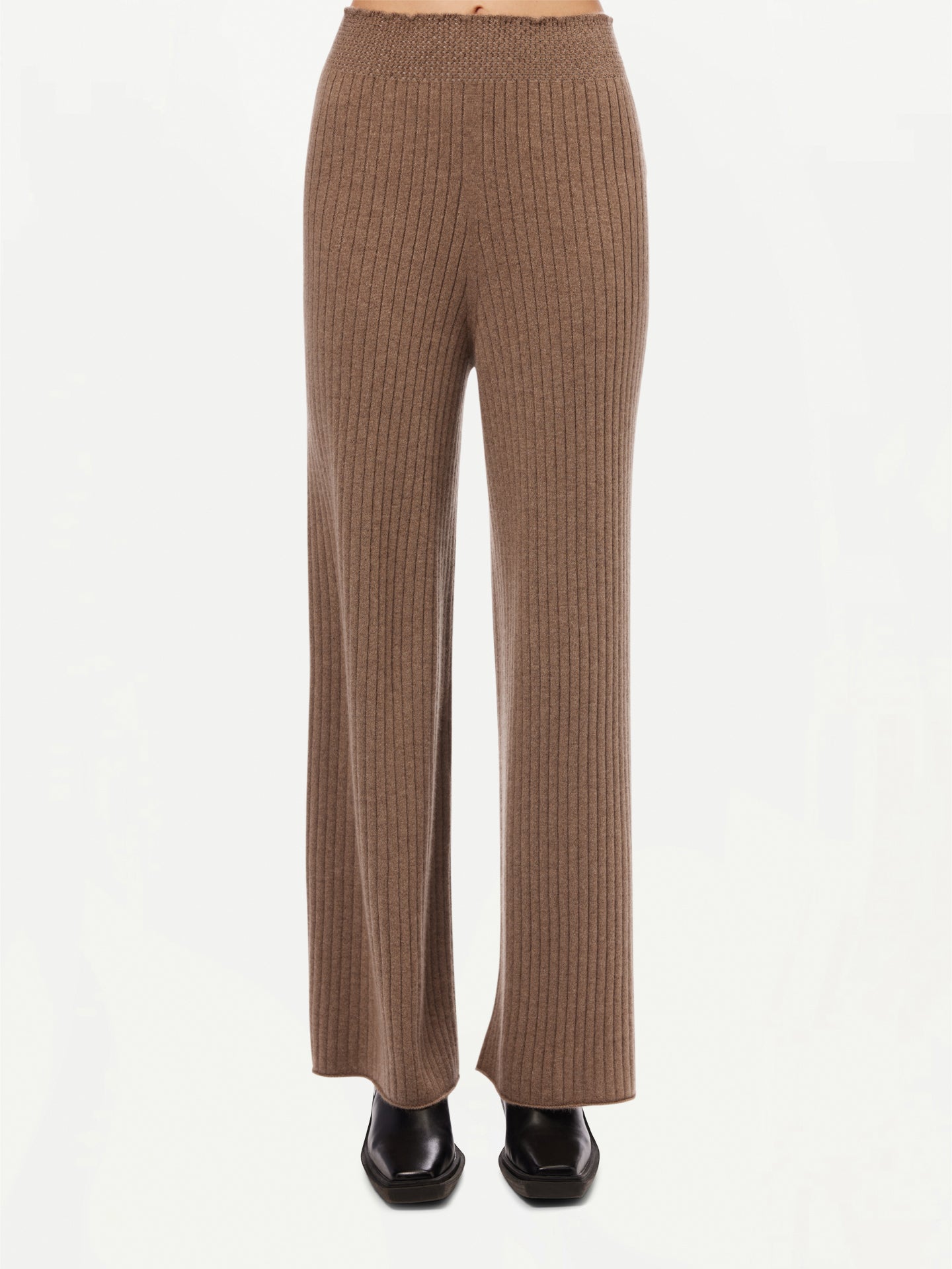 GOBI Cashmere - Wide-Leg Cashmere Pants Taupe - 3D-Knit Collection