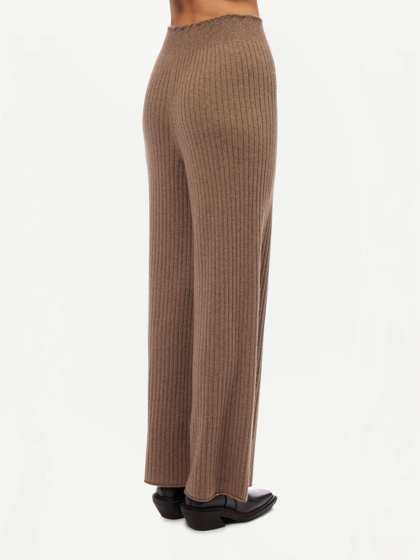 GOBI Cashmere - Wide-Leg Cashmere Pants Taupe - 3D-Knit Collection