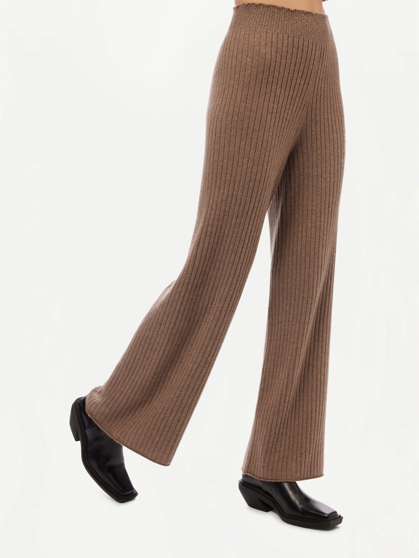 GOBI Cashmere - Wide-Leg Cashmere Pants Taupe - 3D-Knit Collection