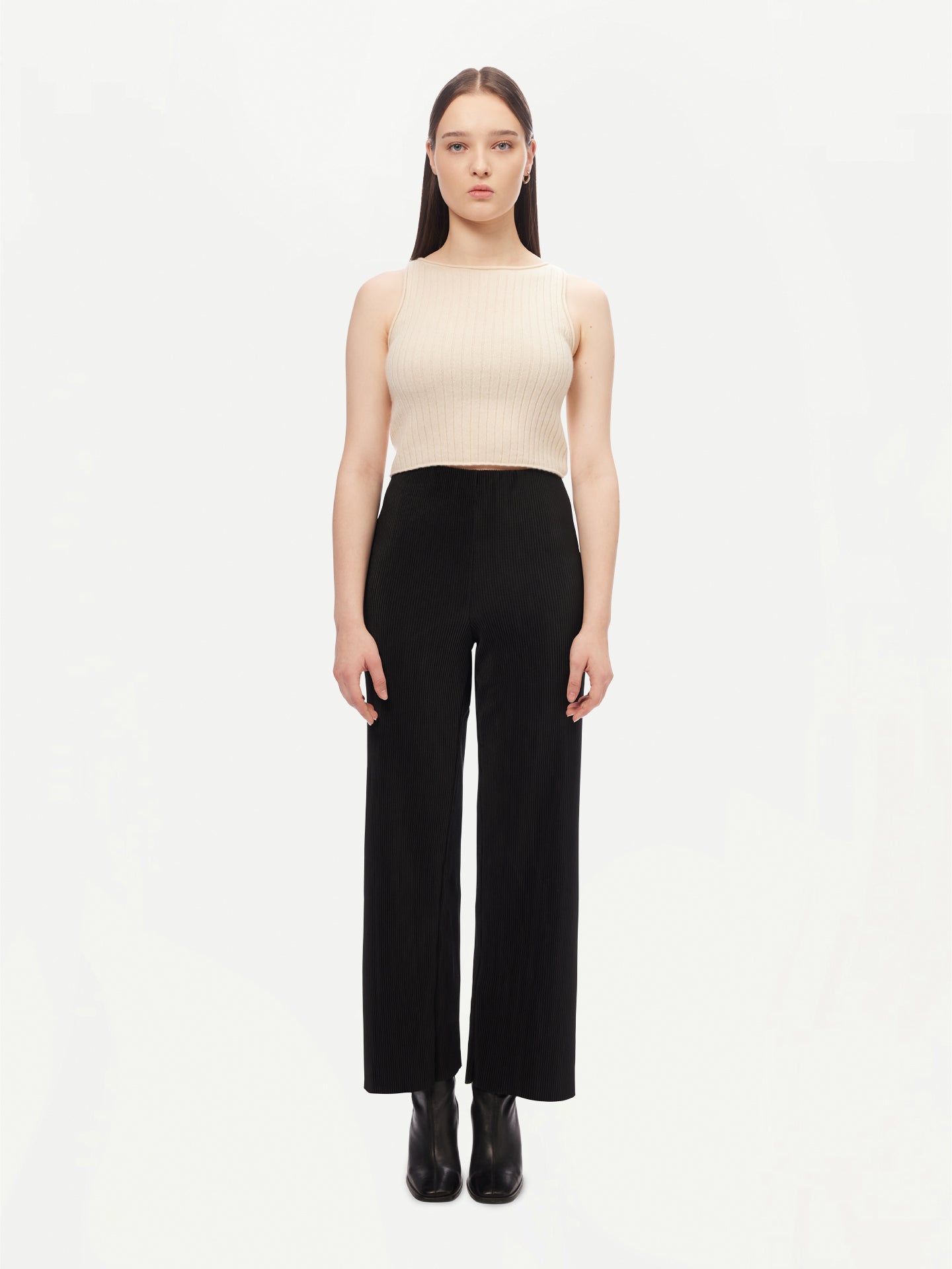 Women's Cashmere Crop Top Off White - Gobi Cashmere