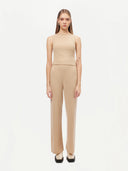 Women Wide-Leg Cashmere Pants Taupe | Gobi Cashmere #color_beige