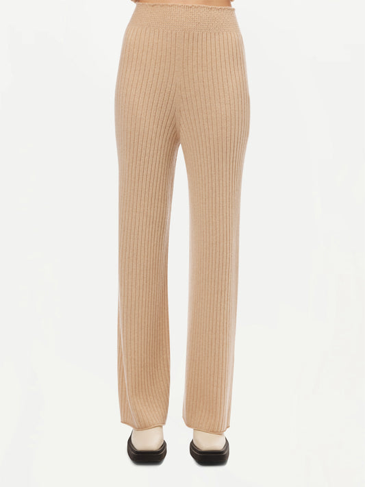 GOBI Cashmere - Wide-Leg Cashmere Pants Beige - 3D-Knit Collection