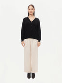 Women's Cashmere 3D Button-up Cardigan Black - Gobi Cashmere #color_black