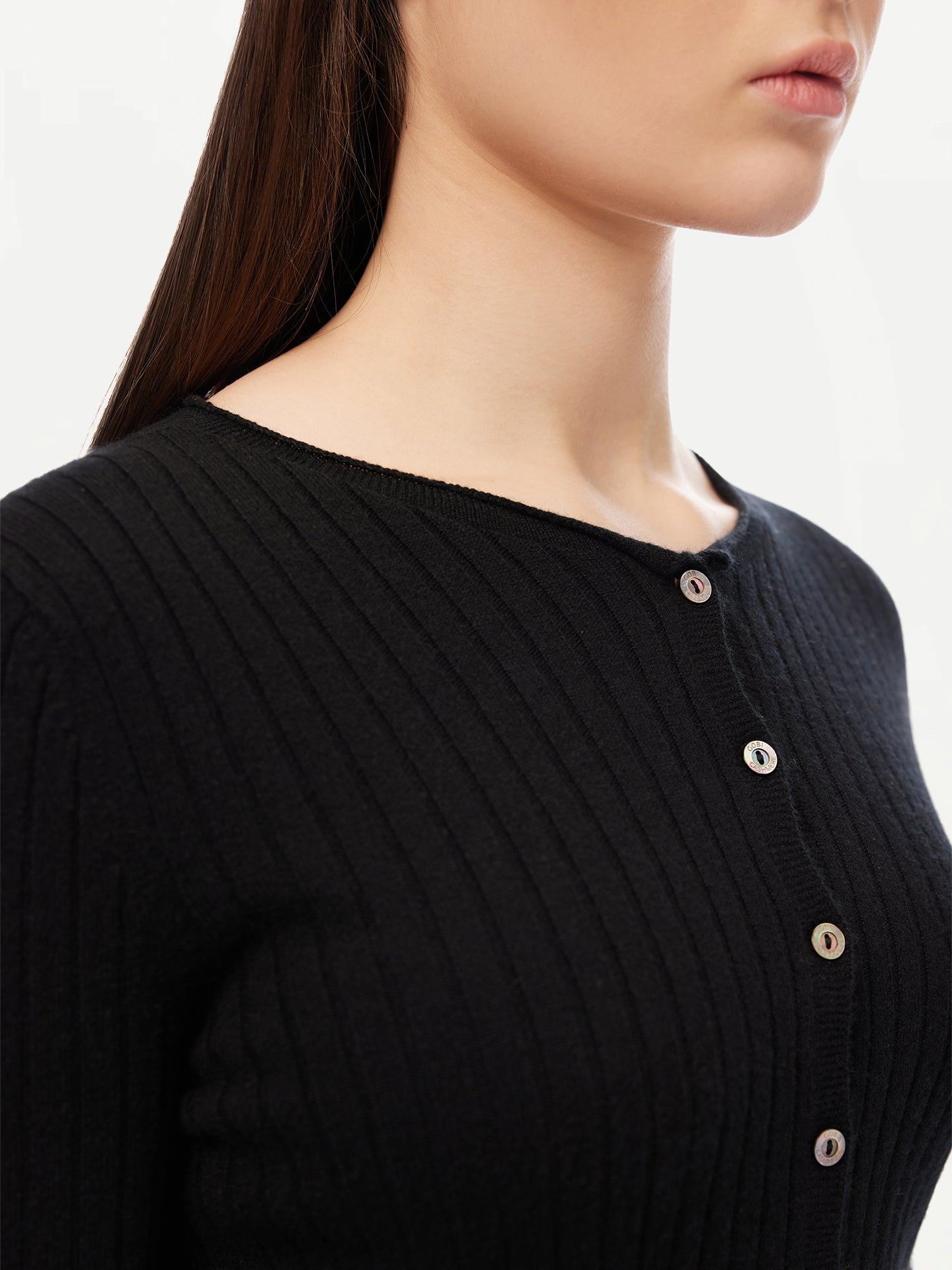 GOBI Cashmere - Lightweight Cashmere Cardigan Black - 3D-Knit Collection