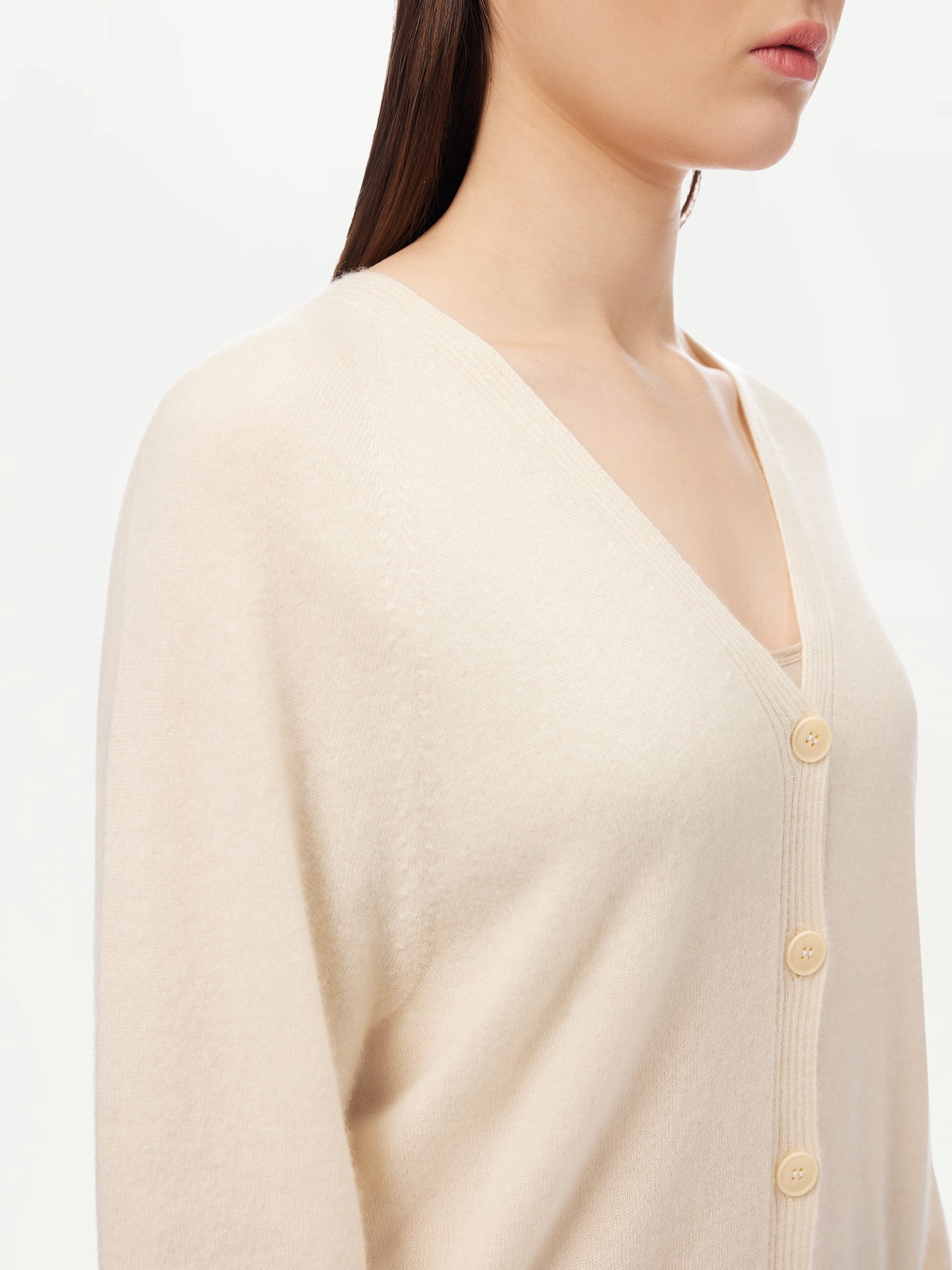 Women's Organic Cashmere 3D Button-up Cardigan Off White - Gobi Cashmere