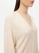 Women's Cashmere 3D Button-up Cardigan White - Gobi Cashmere #color_off-white
