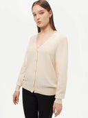 Women's Cashmere 3D Button-up Cardigan White - Gobi Cashmere #color_off-white