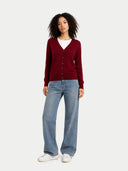 Timeless Cashmere V-Neck Cardigan Bordeaux - Gobi Cashmere