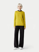 Person wearing a yellow sweater and black pants on a white background #color_biscay-bay