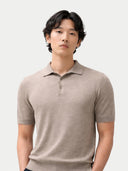 Men Classic Polo Shirt with Short Sleeve Taupe - Gobi Cashmere