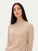 Organic Colour Essential Cashmere Mock Neck Jumper Beige - Gobi Cashmere