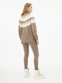 Women's Cashmere Multi-Color Pattern Jumper Taupe - Gobi Cashmere