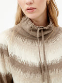 Women's Cashmere Multi-Color Pattern Jumper Taupe - Gobi Cashmere