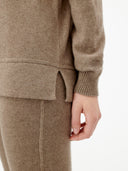 Women's Cashmere Multi-Color Pattern Jumper Taupe - Gobi Cashmere