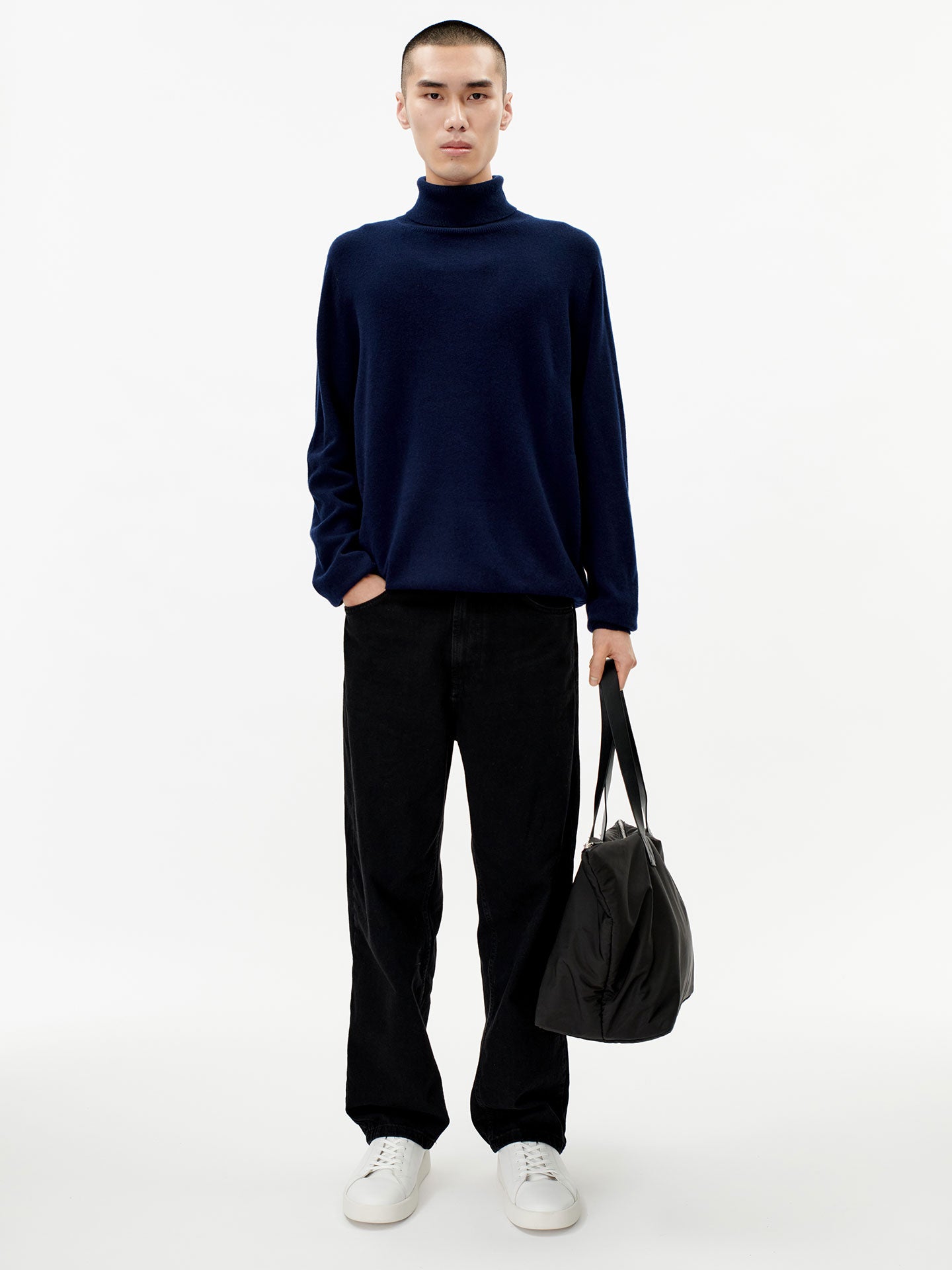 Men's Cashmere Turtle Neck Sweater Navy - Gobi Cashmere