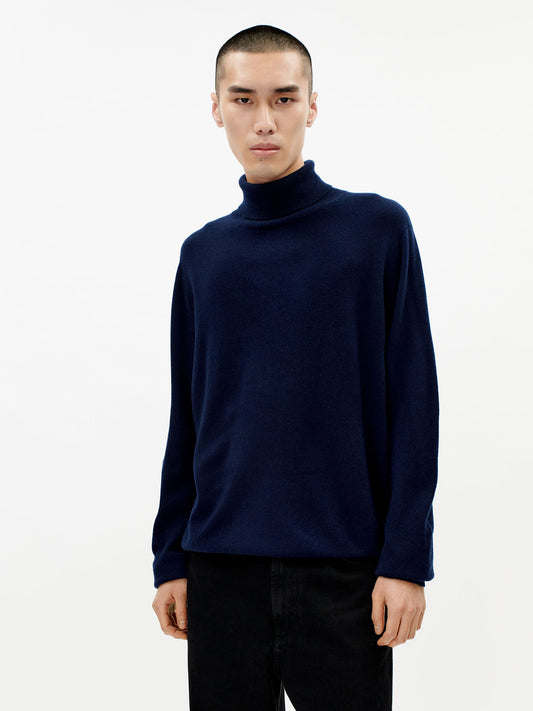 Men's Cashmere Turtle Neck Sweater Navy - Gobi Cashmere