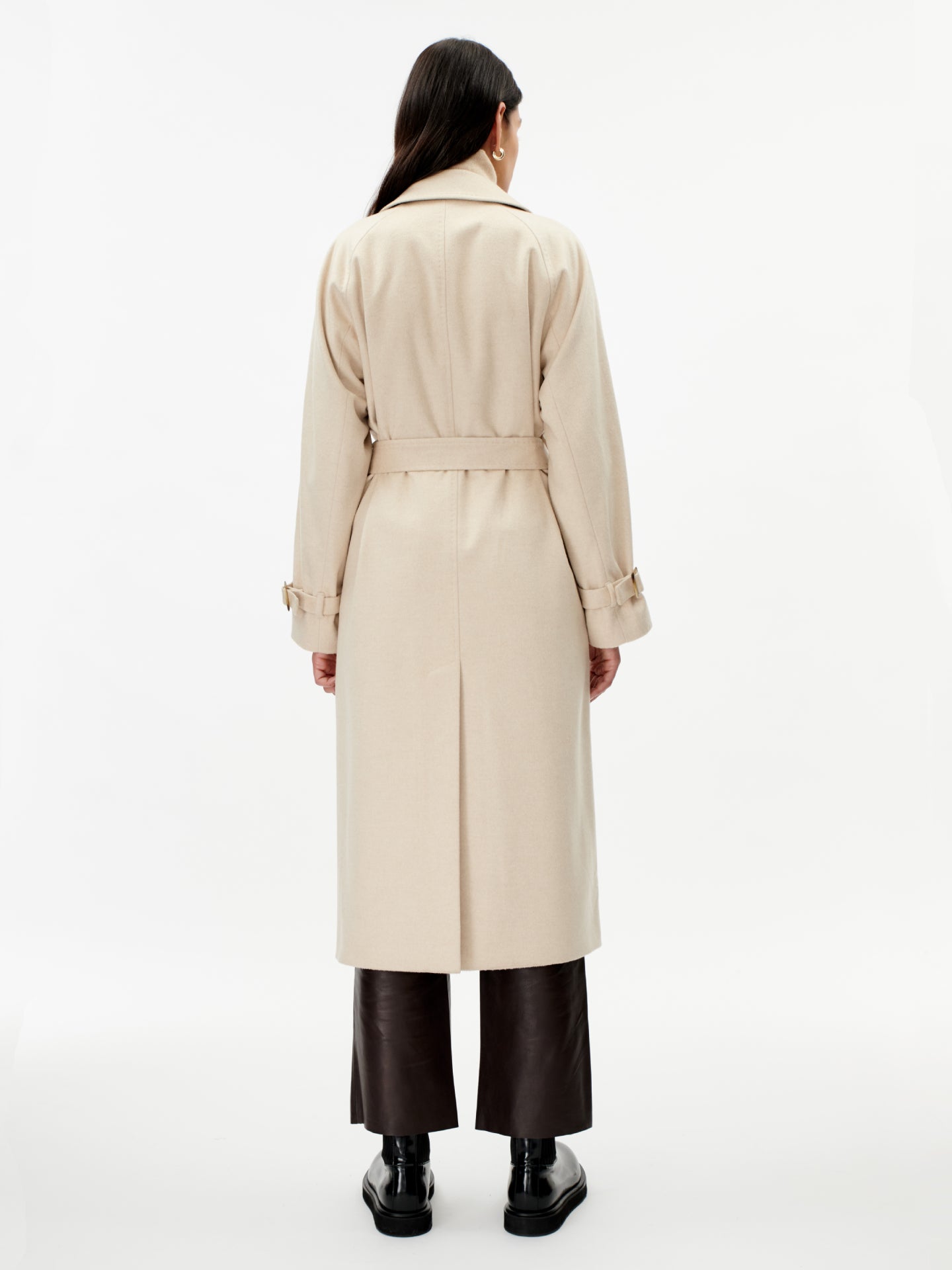 Double Breasted Cashmere Trench Coat Beige - Gobi Cashmere