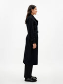 Women's CashmereDouble Breasted Cashmere Trench Coat Black - Gobi Cashmere #color_black