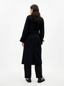 Women's CashmereDouble Breasted Cashmere Trench Coat Black - Gobi Cashmere #color_black