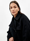 Women's CashmereDouble Breasted Cashmere Trench Coat Black - Gobi Cashmere #color_black