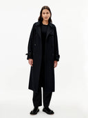 Women's CashmereDouble Breasted Cashmere Trench Coat Black - Gobi Cashmere #color_black