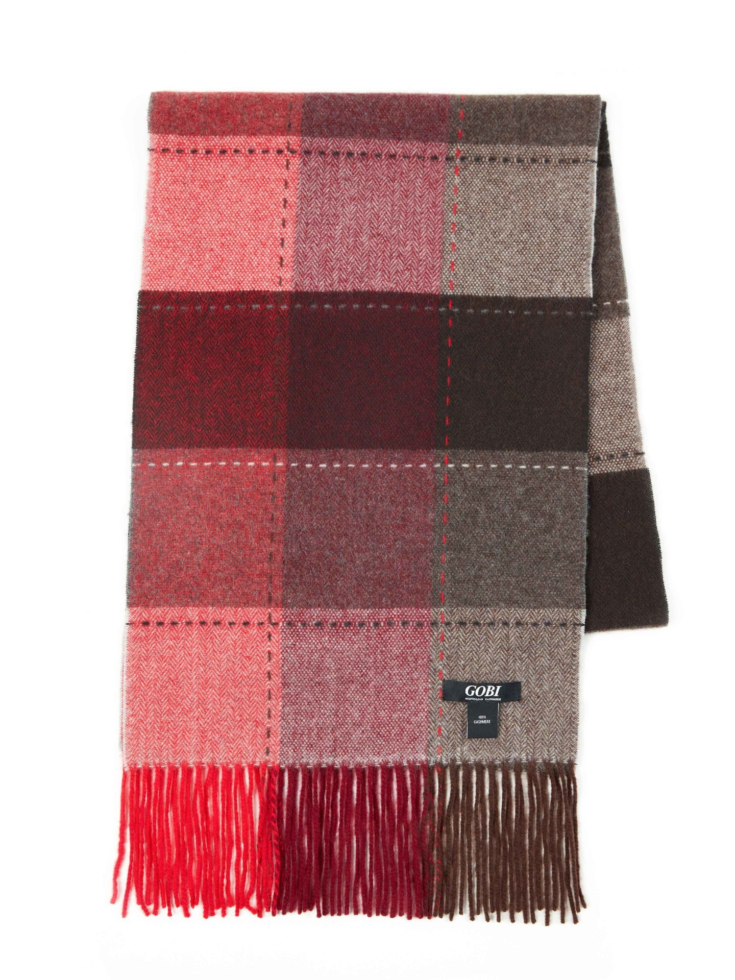 Unisex Cashmere Fringed Scarf Red - Gobi Cashmere