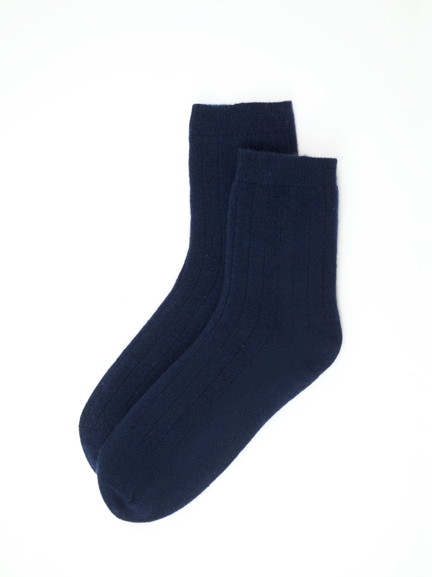 Unisex Cashmere Rib Knit Socks Navy - Gobi Cashmere