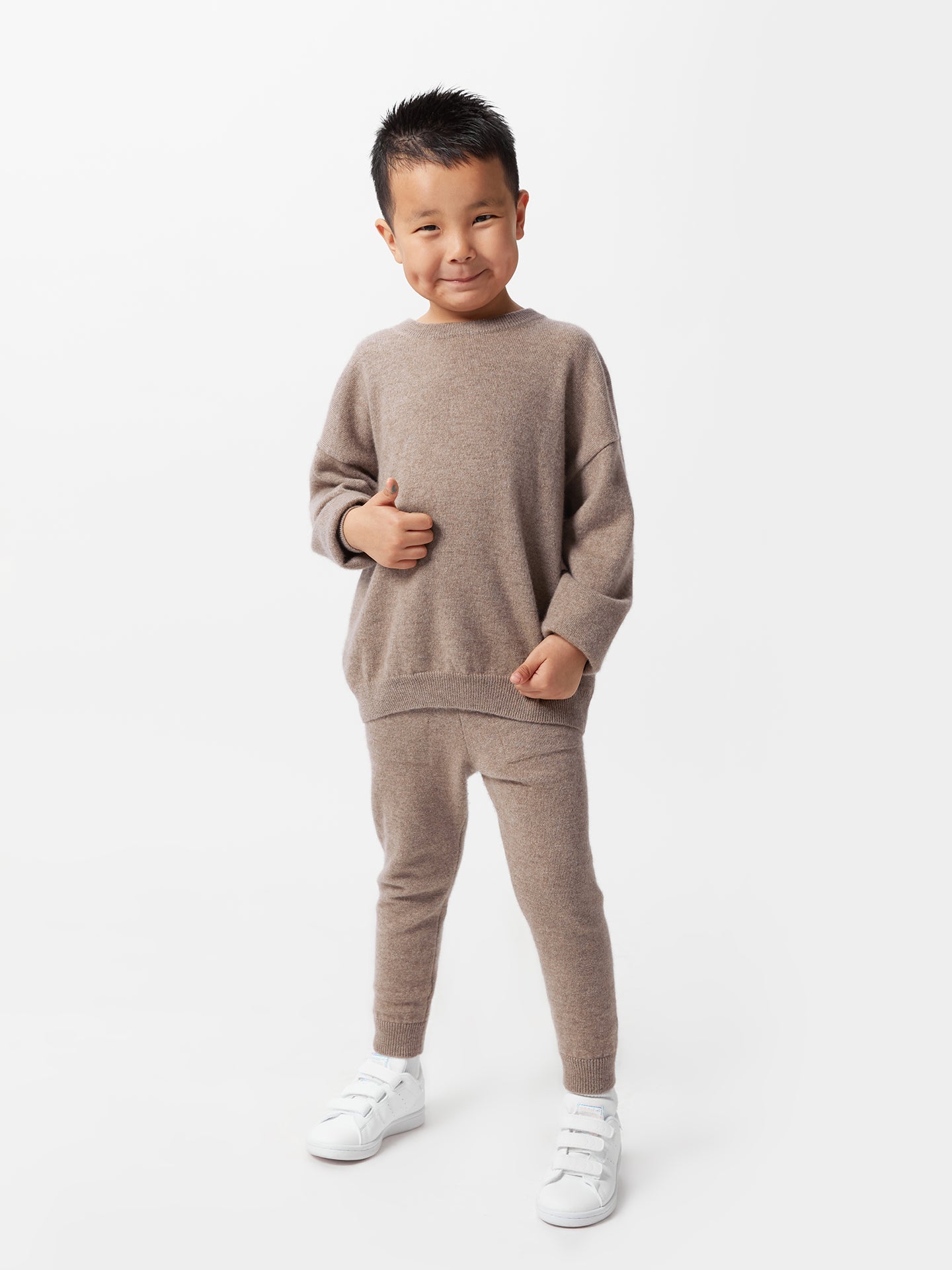 Kids Cashmere Track Pants Taupe - Gobi Cashmere