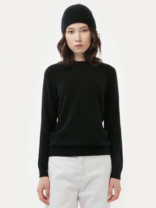 Women's Cashmere Hat & Sweater Set Black - Gobi Cashmere