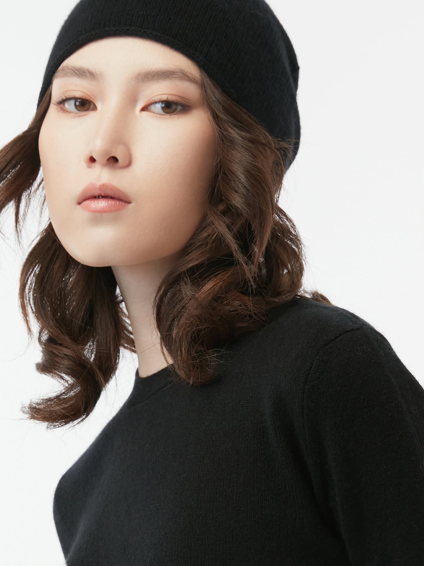 Women's Cashmere Hat & Sweater Set Black - Gobi Cashmere